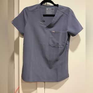 Figs: XS Space Navy scrub top and XS/P jogger scrub pants